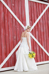 La Sposa Strapless Lace Wedding Dress