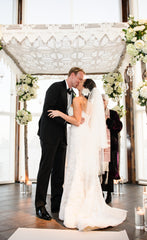 Oscar de la Renta22n42Alencon LaceSilk TaffetaWedding Dress Back Wide