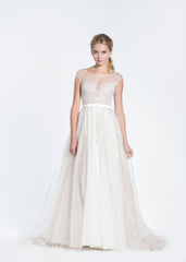Paolo Sebastian Swan Lake Wedding Dress with Nude Bustier