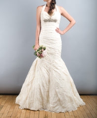 Ines Di Santo Halter Lace Layla Wedding Dress Crystal Sweetheart Front Close Up