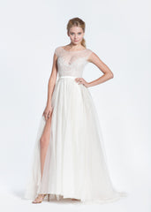 Paolo Sebastian Swan Lake Wedding Dress with Nude Bustier