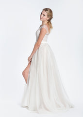 Paolo Sebastian Swan Lake Wedding Dress with Nude Bustier