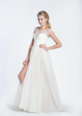 Paolo Sebastian Swan Lake Wedding Dress with White Bustier