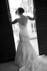 Lazaro Dropped Waist Beaded Mermaid Wedding Dress