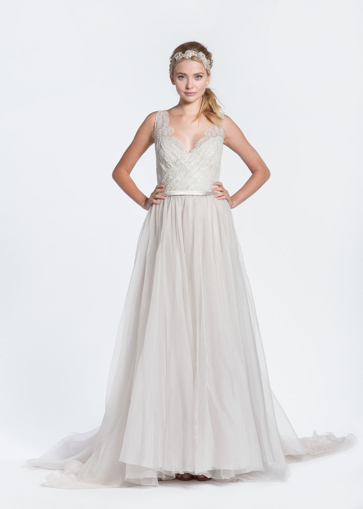 Paolo Sebastian 'Alexis' Lilac Lace V-neck Wedding Dress Instant Filters 2 Paolo Sebastian 'Alexis' Lilac Lace V-neck Wedding Dress Instant Filters 2