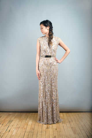 Elie Saab Light Taupe Fully Sequined Wedding Dress