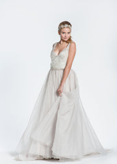 Paolo Sebastian 'Alexis' Lilac Lace V-neck Wedding Dress