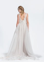 Paolo Sebastian 'Alexis' Lilac Lace V-neck Wedding Dress
