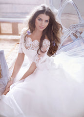 Jim Hjelm 3/4 Sleeve Lace & Tulle Ball Gown