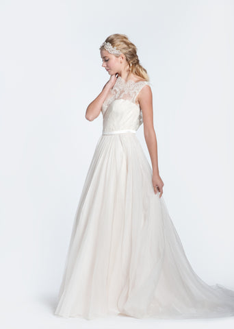 Paolo Sebastian 'Olivia' Light Blush High Neck Lace Wedding Dress
