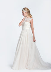 Paolo Sebastian 'Olivia' Light Blush High Neck Lace Wedding Dress
