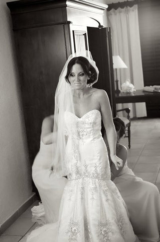 Lazaro Dropped Waist Beaded Mermaid Wedding Dress