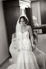 Lazaro Dropped Waist Beaded Mermaid Wedding Dress
