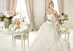 Pronovias 'Benicarlo' Strapless Corset Wedding Gown Front Wide