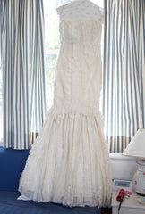 Elizabeth Fillmore Mermaid Textured Wedding Dress Front Wide