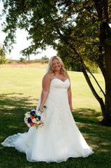 Watters Lasara Floral Strapless Wedding Dress Front Wide