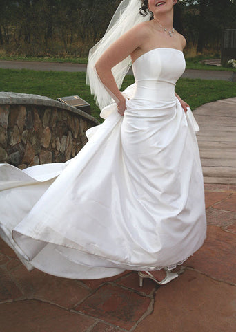 Romona Keveza Silk Strapless A-line Wedding Dress