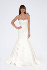 Priscilla of Boston 'Mischa' Fit to Flare Wedding Dress Front Wide