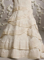 Lazaro Style 3006 Wedding Gown Front CloseLazaro Style 3006 Victorian Lace A line Wedding Dress Detail Shot