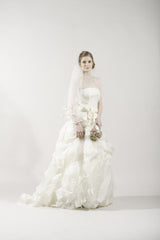 Vera Wang
Deidre
Ivory
Strapless
Tulle
Organza layers
Ball Gown
Wedding Dress
Side wide