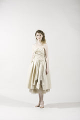 Chris Benz Silk Taffeta T-Length Wedding Dressstraplessknotted twistfront wide