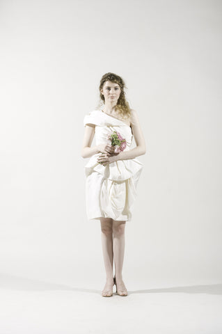 Oscar de la Renta One Shoulder Silk Taffeta Short Dress