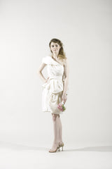 Oscar de la Renta
one shoulder
silk taffeta
short 
ivory
peplum