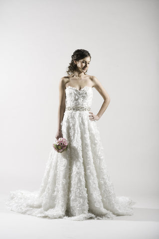 Dennis Basso 1112 White Organza Wedding Dress for Kleinfeld