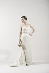 Dennis Basso 1125 Ivory French Lace Wedding Dress for Kleinfeld Style 6255GGRY
sheath
sweetheart