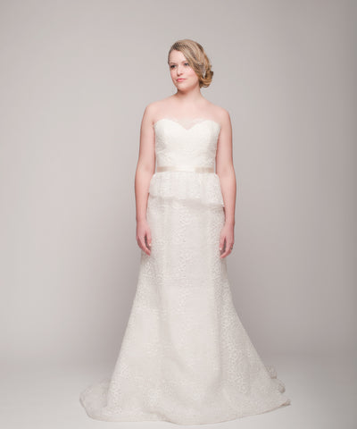Christos 'Gretta' Peplum Silk Organza Gown