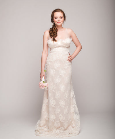 Mira Zwillinger Lori Lace & Tulle Sleeve Gown