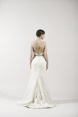 Dennis Basso 1125 Ivory French Lace Wedding Dress for Kleinfeld Style 6255GGRY
sheath
sweetheart
back wide