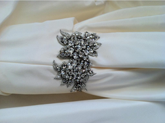 Amsale Mischka Trumpet Wedding Dress Taffeta Crystal Brooch Detail
