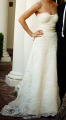 Monique Lhuillier 'Angelina' Ivory Lace Wedding Gown Side Front