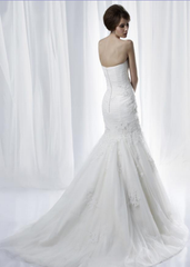 Anjolique C111 Fitted Tulle Trumpet Wedding Dress Inset Crystal Strapless Front Wide