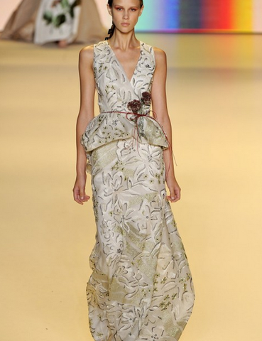 Carolina Herrera Peplum Floral Embroidered Wedding Dress