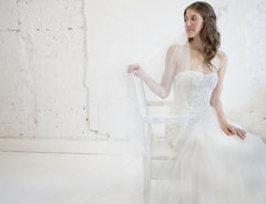 Monique Lhuillier
Lumiere
Lace
Horsehair
White
Crystal
Mermaid
Wedding Dress sitting