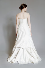 Legends by Romona Keveza for Kleinfeld Bridal Strapless Silk Dress back