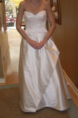 Peter Langner Dolem Custom Satin Strapless Wedding Dress Front Wide