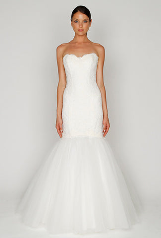 Monique Lhuillier Trumpet Lace & Tulle Wedding Dress