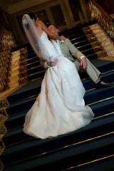 Lazaro Dropped Waist Beaded Mermaid Wedding Dress