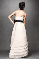BHLDN Ivory Tiered Tulip Wedding Gown Back Wide