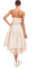 Chris Benz Silk Taffeta T-Length Wedding Dressstraplessknotted twistback wide