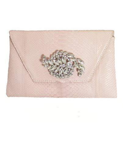 Petite Blush Python Clutch