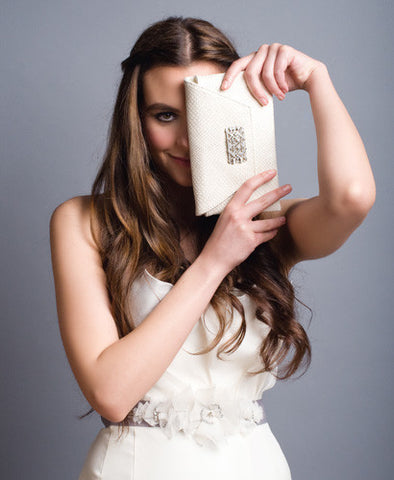 Petite Platinum Embossed Clutch