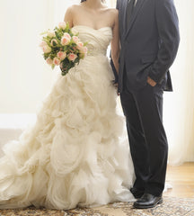 vera wang ghillian organza petal sweetheart wedding dress front wide