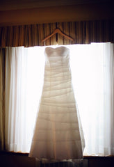 Silk Taffeta Tiered Strapless Wedding Dress.