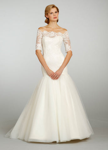 Jim Hjelm 3/4 Sleeve Lace & Tulle Ball Gown