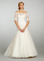 Jim Hjelm 3/4 Sleeve Lace & Tulle Ball Gown