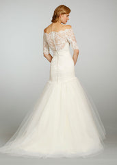 Jim Hjelm 3/4 Sleeve Lace & Tulle Ball Gown
